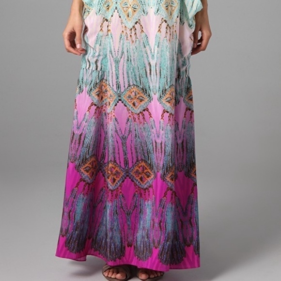 Nanette Lapore Silk Boho Dreamcatcher Maxi Dress Size 4 - Picture 7 of 16